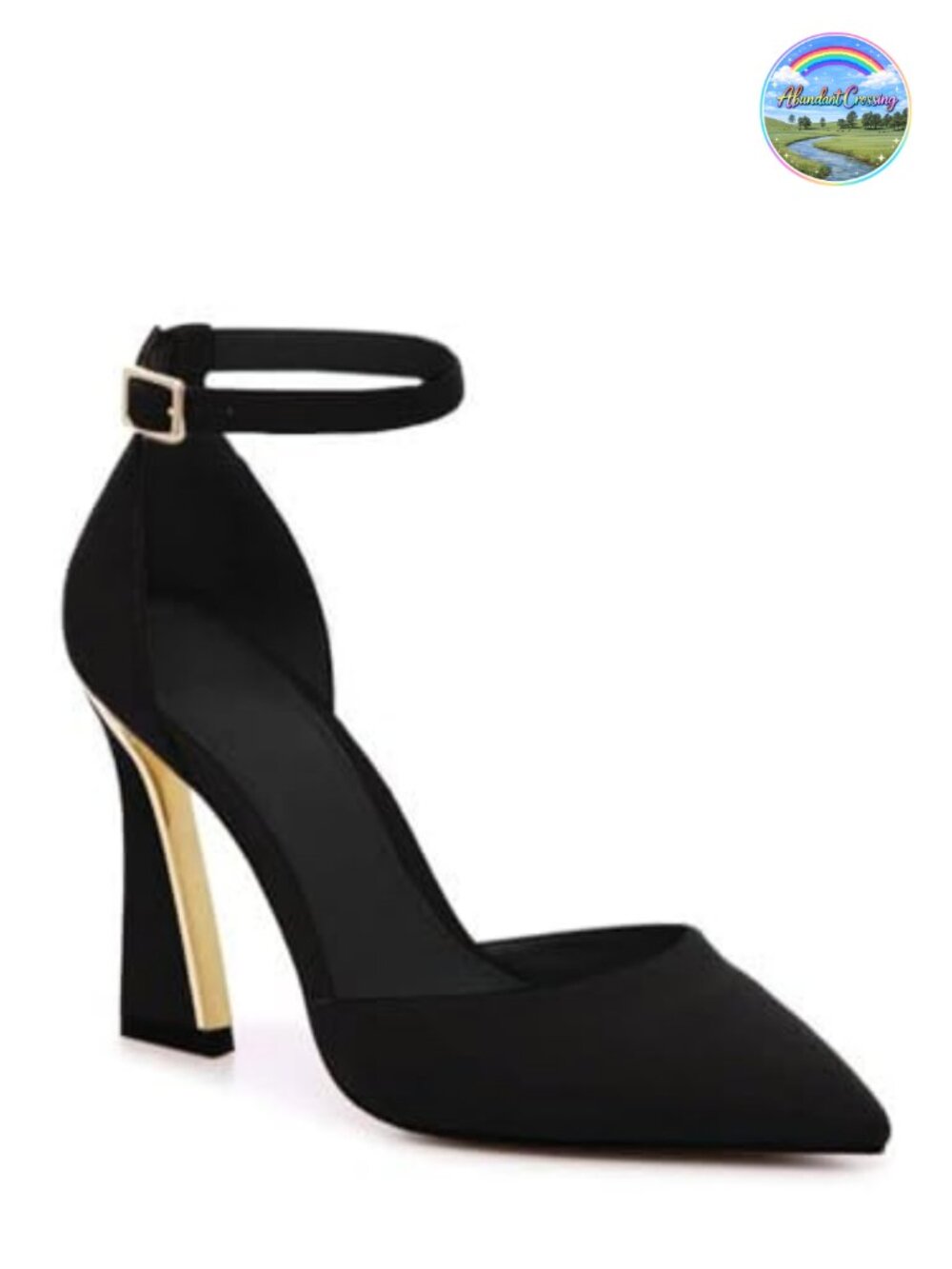 Womens Pointed Toe High Heels Ankle Strap Pumps Faux Leather